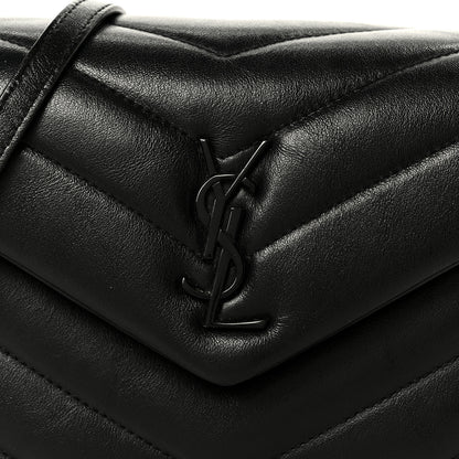 Saint Laurent Calfskin Y Quilted Monogram Monochrome Toy Loulou Crossbody Bag Black 9 of 11