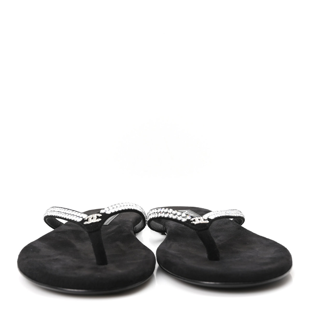 Velvet Crystal CC Thong Sandals 36.5 Black