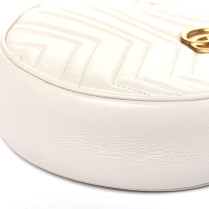 Gucci Calfskin Matelasse Mini GG Marmont Round Shoulder Bag White 11 of 12
