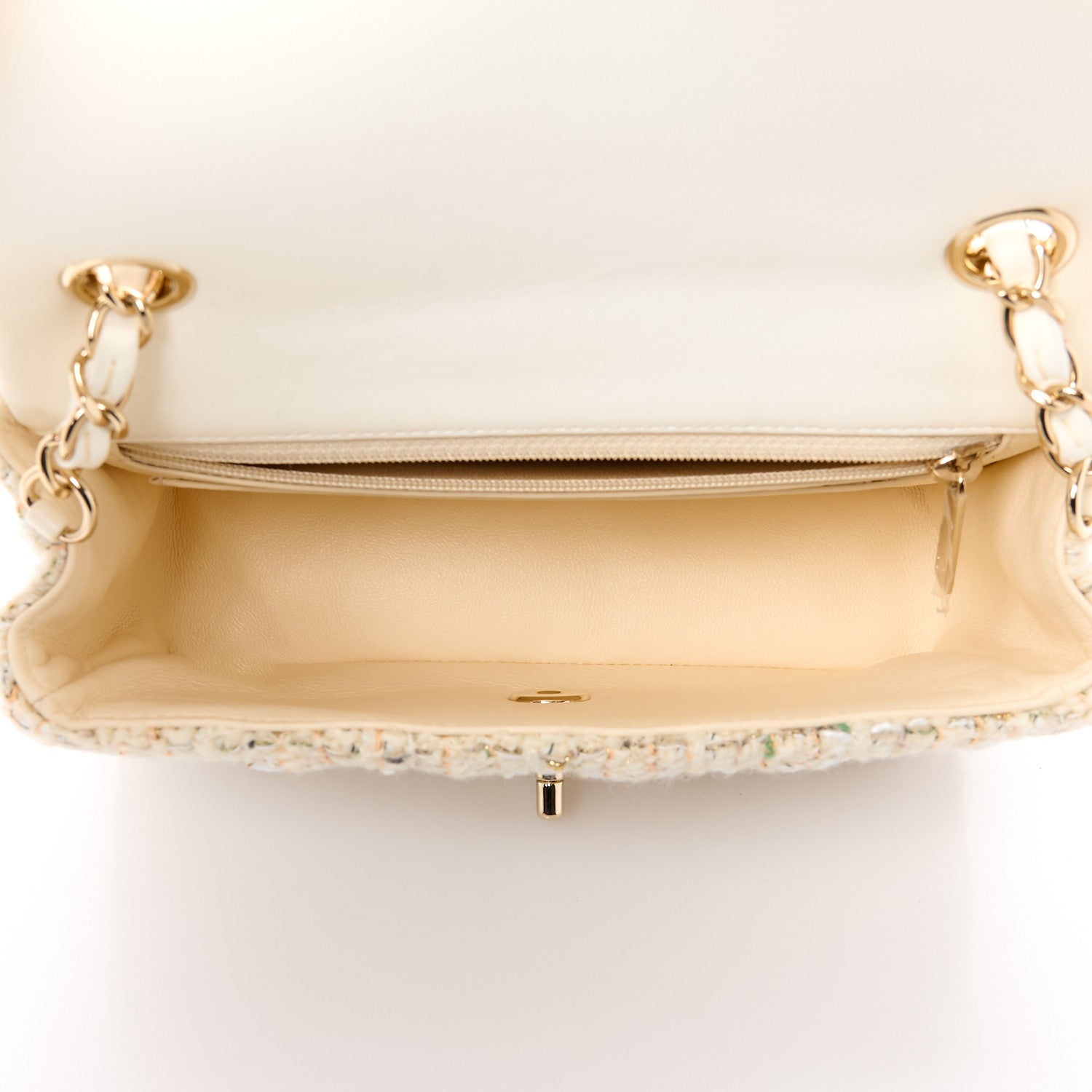 Chanel Tweed Quilted Mini Rectangular Flap Off White 5 of 12