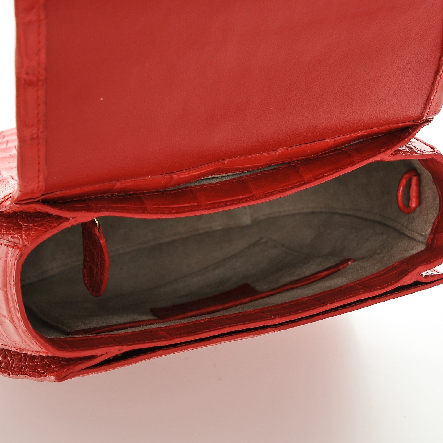 Nancy Gonzalez Crocodile Round Flap Top Crossbody Red 5 of 7