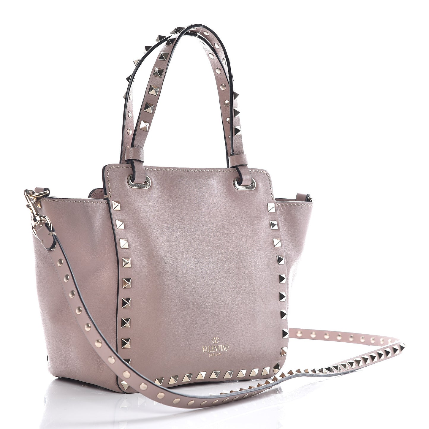 Vitello Mini Rockstud Tote Poudre