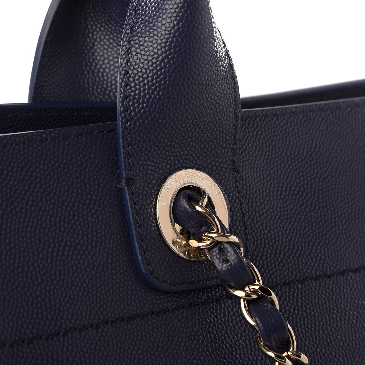 Chanel Caviar Small Studded Deauville Tote Blue 9 of 9