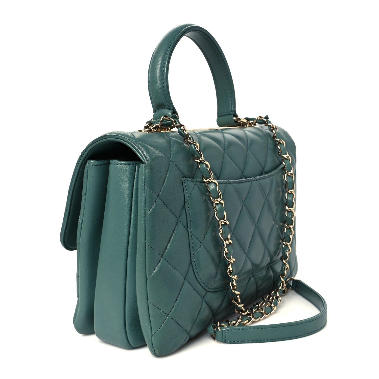 Chanel Lambskin Quilted Medium Trendy CC Flap Dual Handle Bag Green 3 of 12