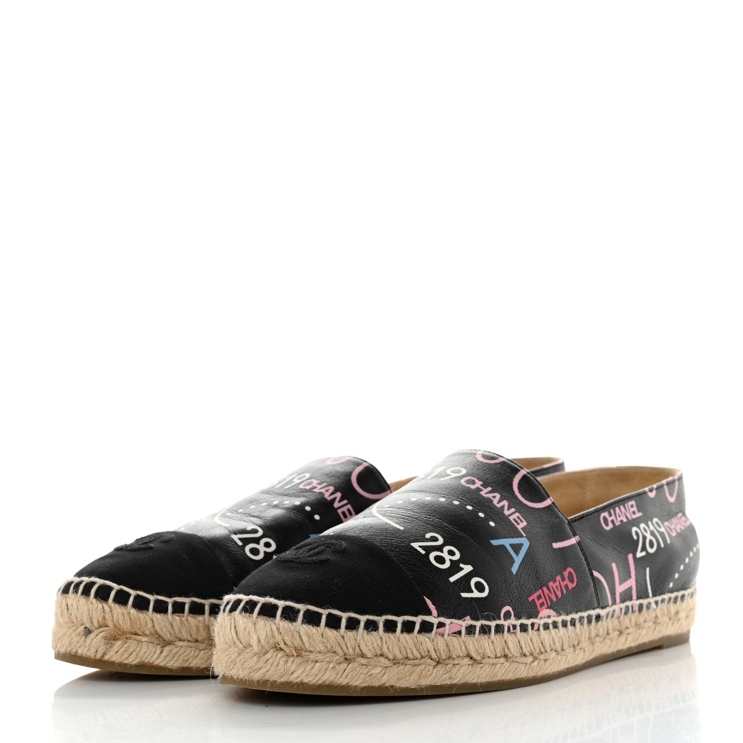 Chanel Lambskin Grosgrain Printed Espadrilles 42 Multicolor Black 3 of 12