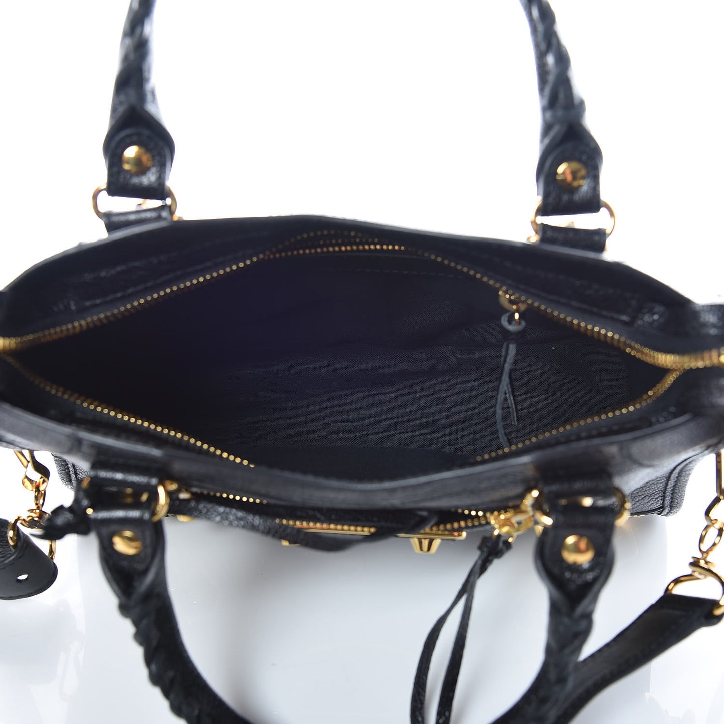 Chevre Gold Metallic Edge Hardware Mini City Black