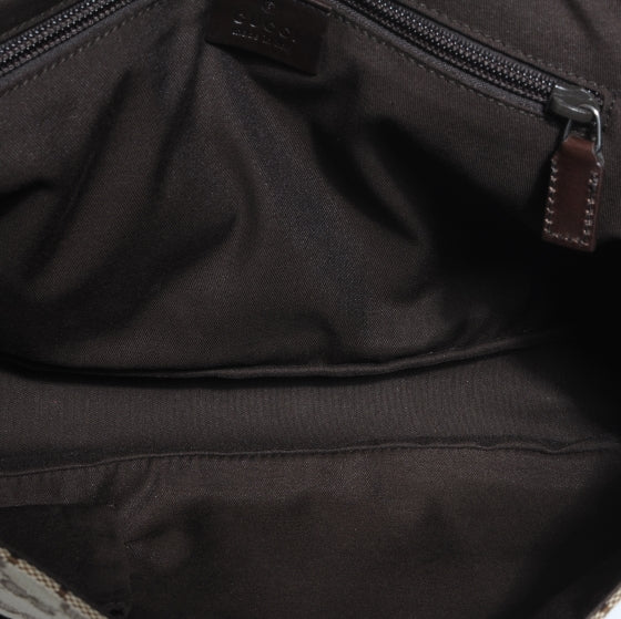 Monogram Medium Double Buckle Flap Messenger Bag Beige Dark Brown