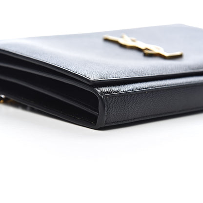 Saint Laurent Grain De Poudre Monogram Chain Wallet Black 10 of 12