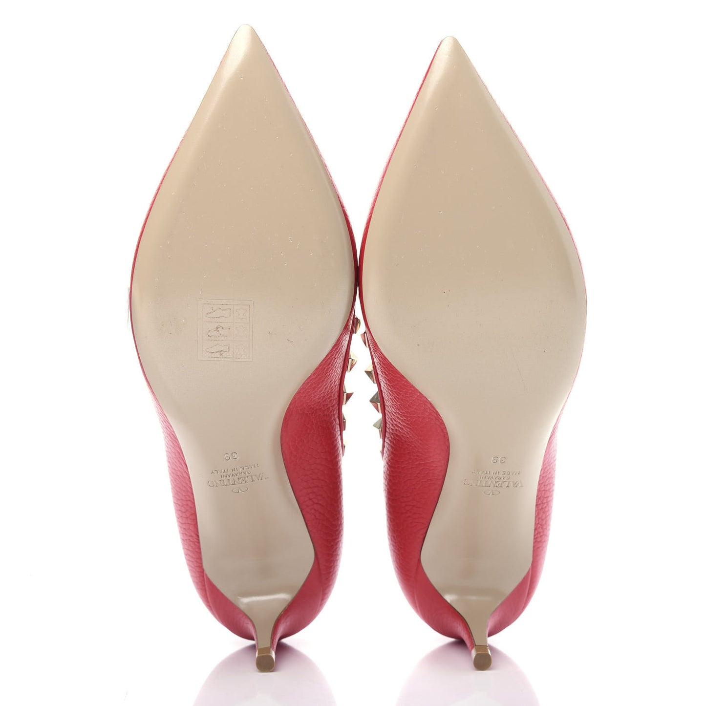Pebbled Calfskin Rockstud 50mm Pumps 39 Rouge Pur