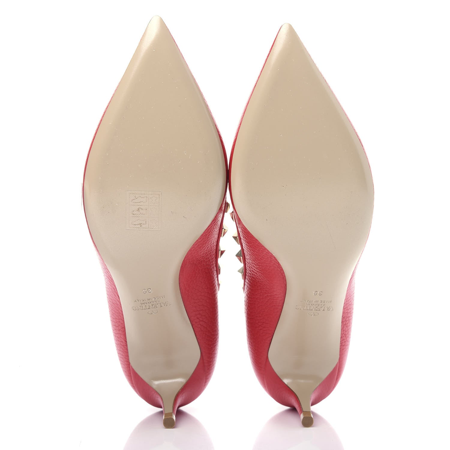 Valentino Garavani Pebbled Calfskin Rockstud 50mm Pumps 39 Rouge Pur 6 of 11