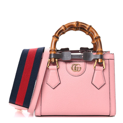 Gucci Textured Dollar Calfskin Web Mini Diana Tote Bag Wild Rose Black 1 of 10