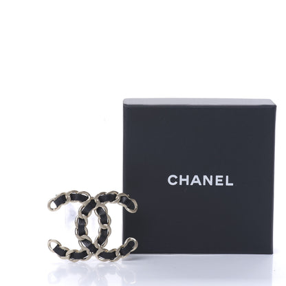 Chanel Lambskin Chain CC Brooch Black Gold 4 of 4