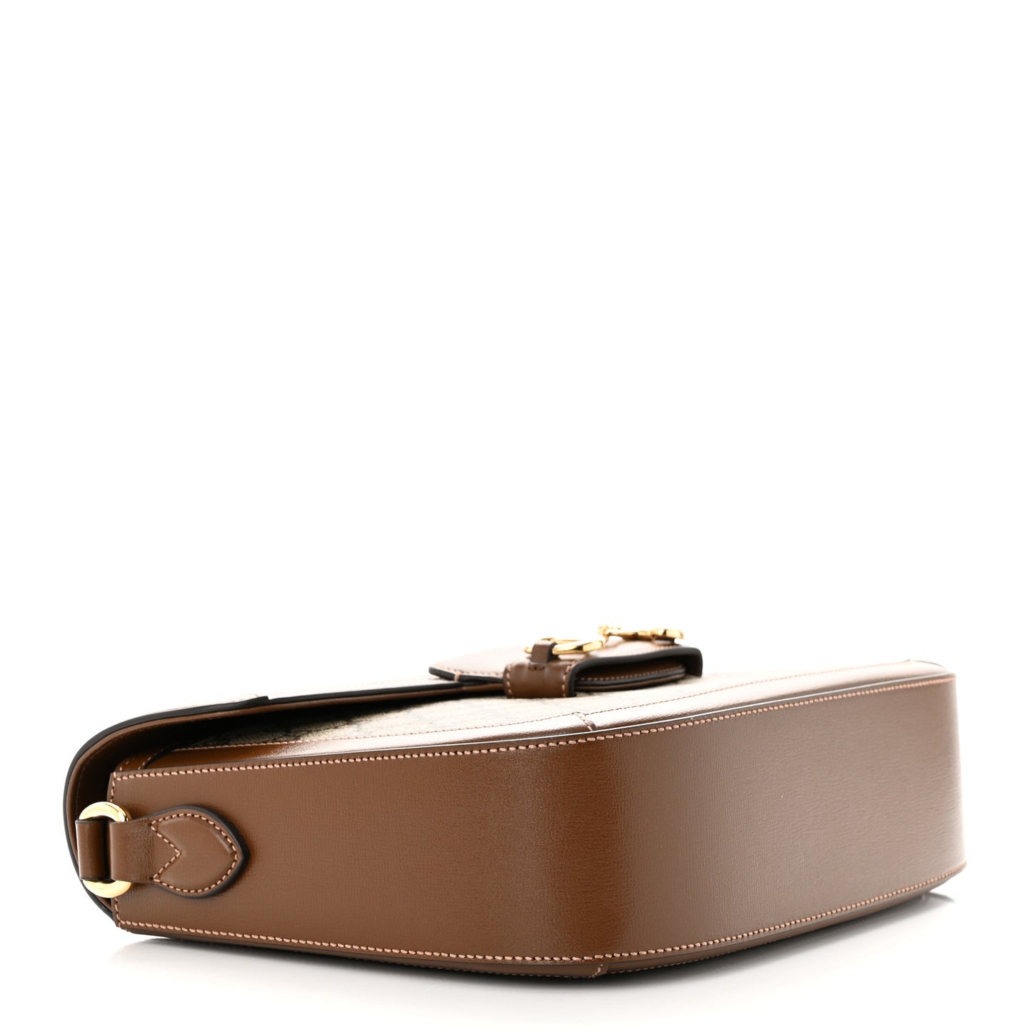 GG Supreme Monogram Azalea Calfskin Web Medium Horsebit 1955 Shoulder Bag Beige Ebony Brown Sugar