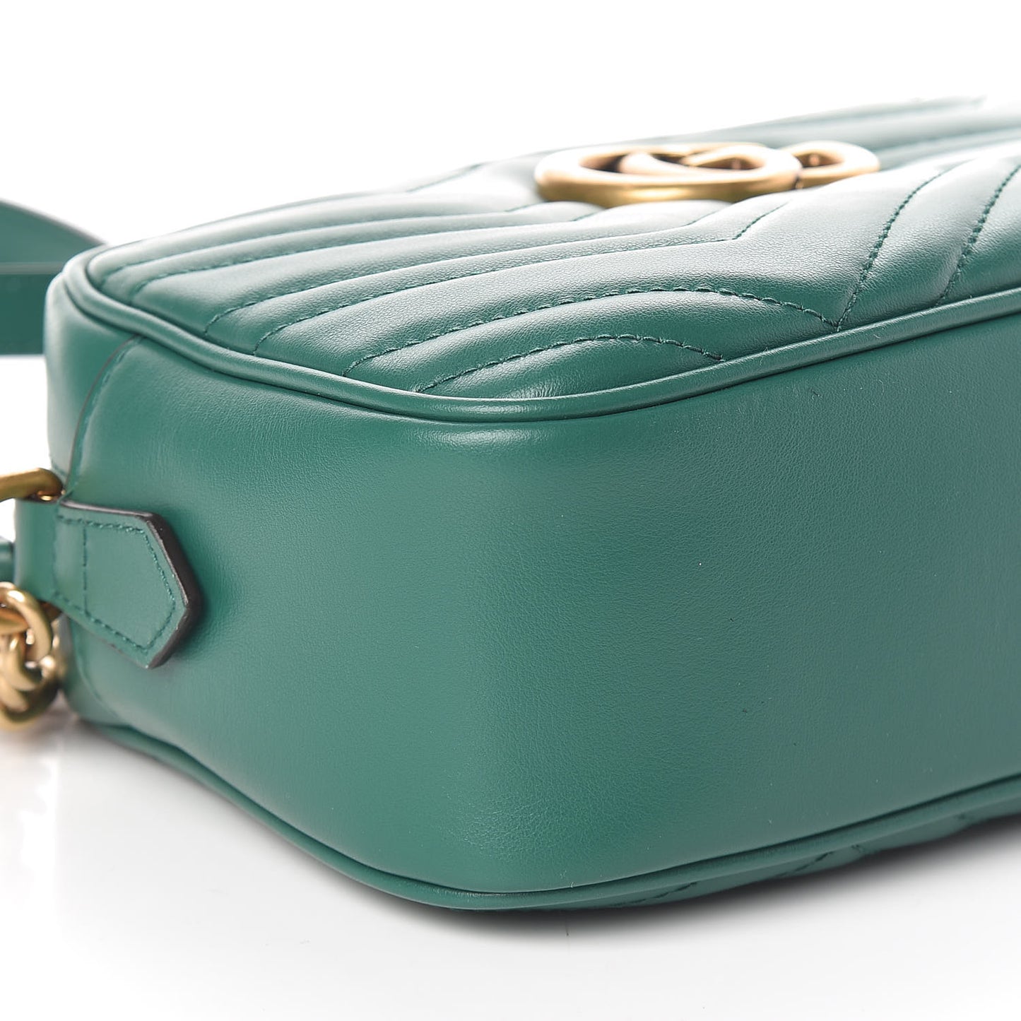 Calfskin Matelasse Small GG Marmont Chain Shoulder Bag Emerald Green