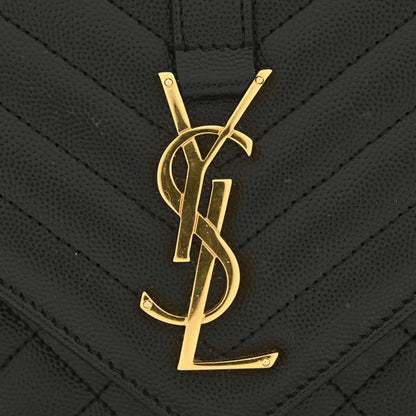 Saint Laurent Grain De Poudre Textured Mixed Matelasse Triquilt Medium Monogram Satchel Black 11 of 11
