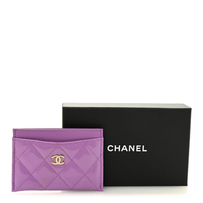 Chanel Patent Quilted Card Holder Purple 9 of 9