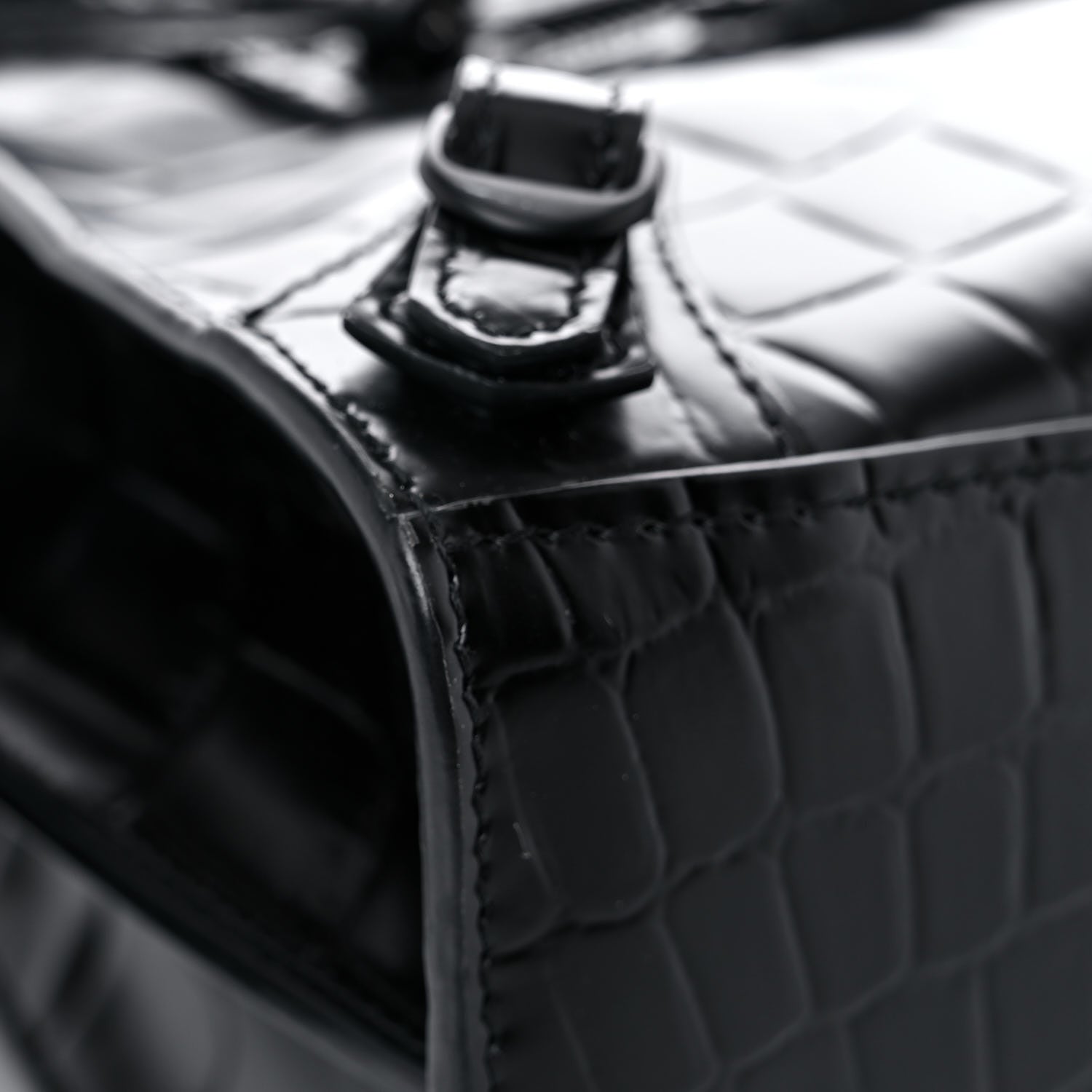 Balenciaga Semi Shiny Calfskin Crocodile Embossed Neo Classic Black Hardware Mini City Black 6 of 10