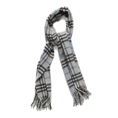 Burberry Cashmere Vintage Check Fringe Scarf Grey 1 of 4