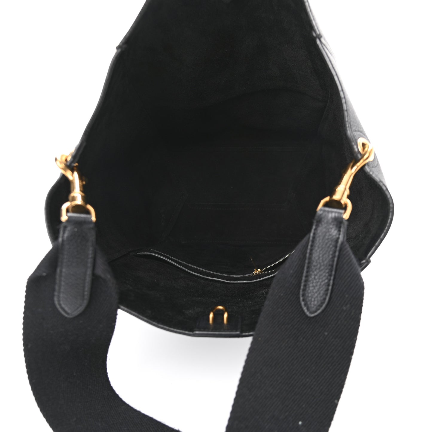 Soft Grained Calfskin Sangle Bucket Bag Black