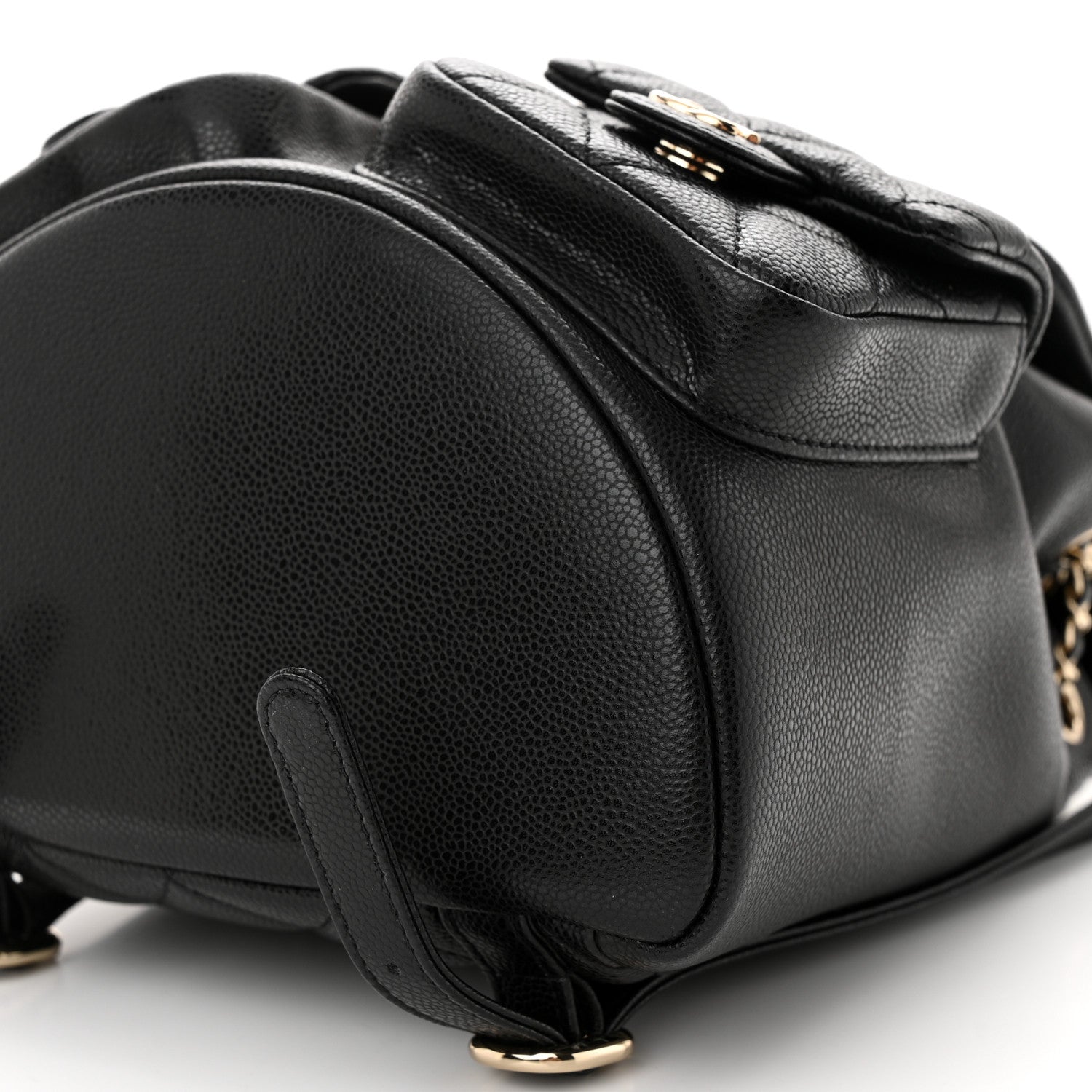 Chanel Shiny Caviar Quilted Medium Duma Pockets Drawstring Backpack Black 10 of 10