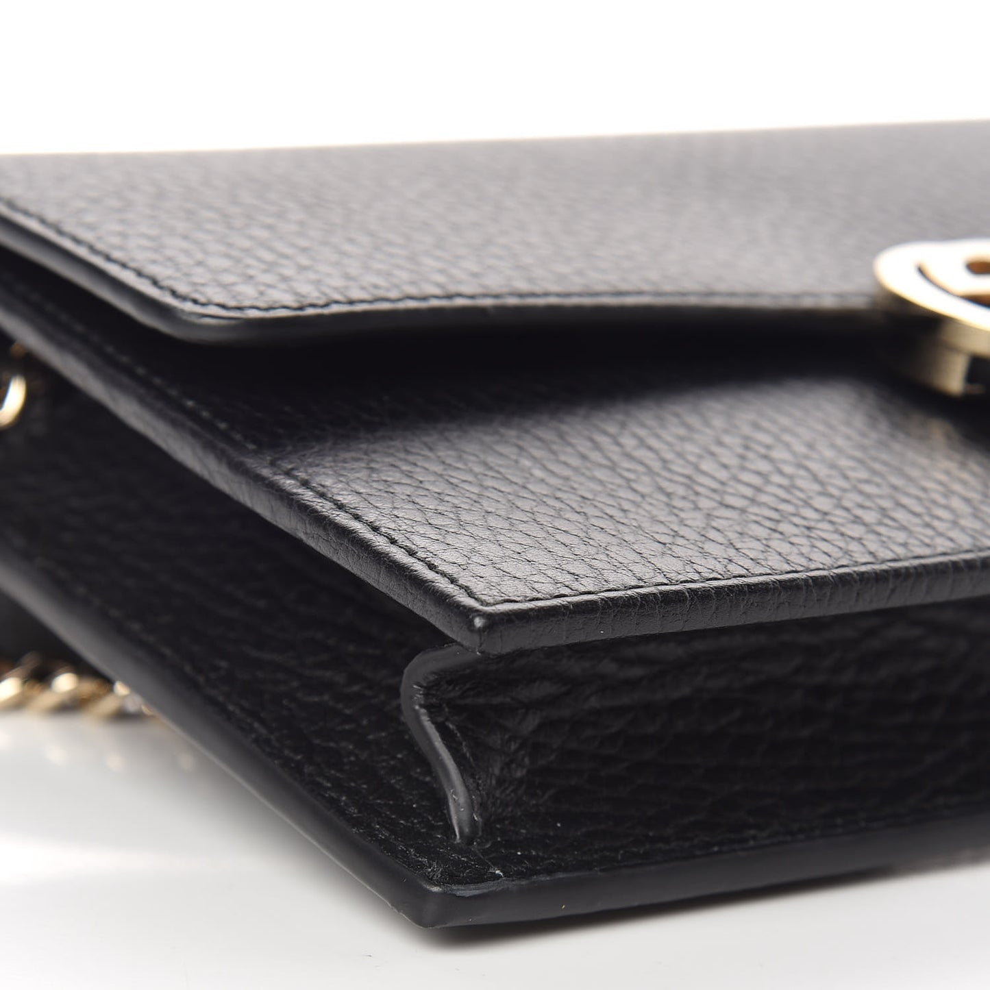 Dollar Calfskin Interlocking G Chain Wallet Black