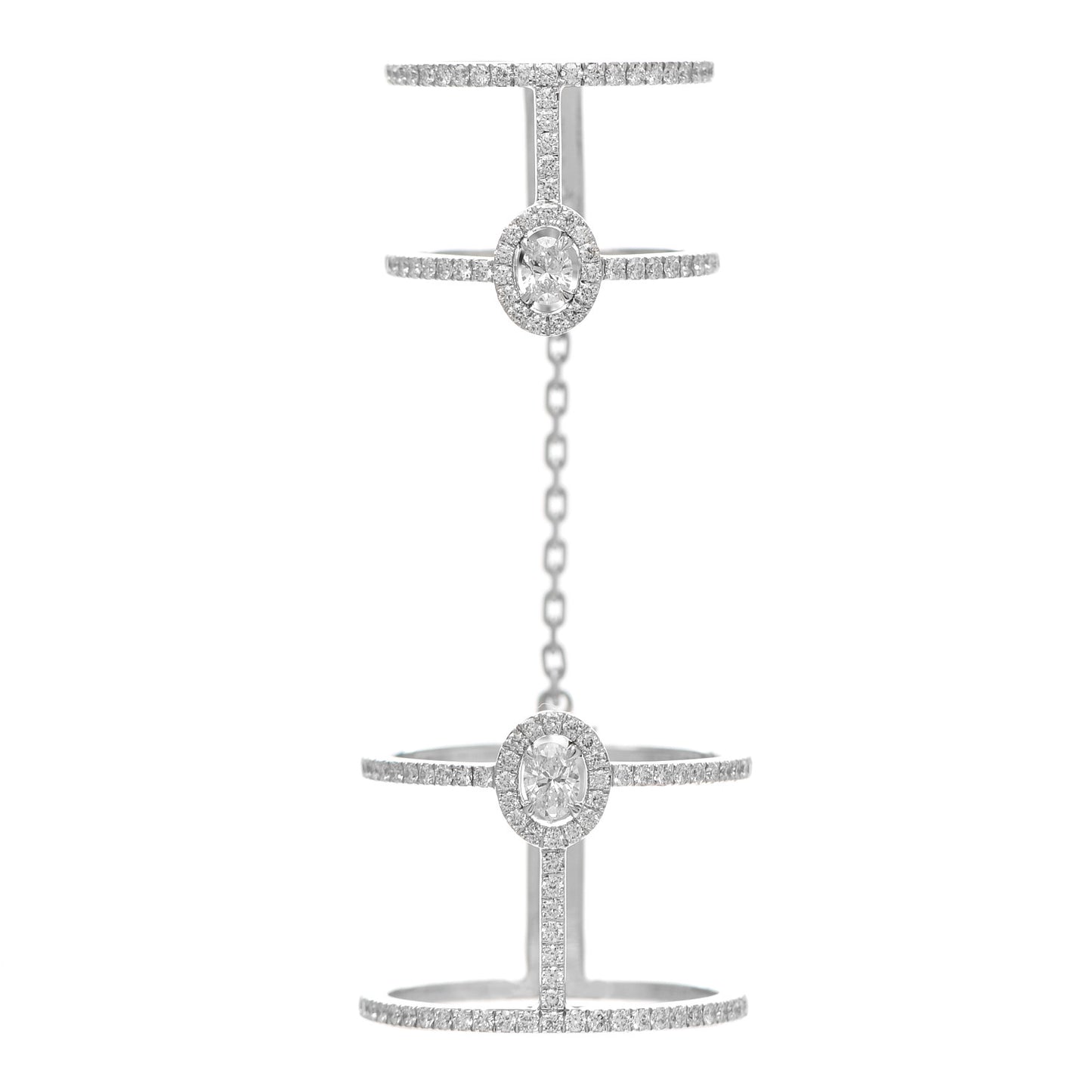 18K White Gold Diamond Glam Azone Double Pave Ring 54 6.75
