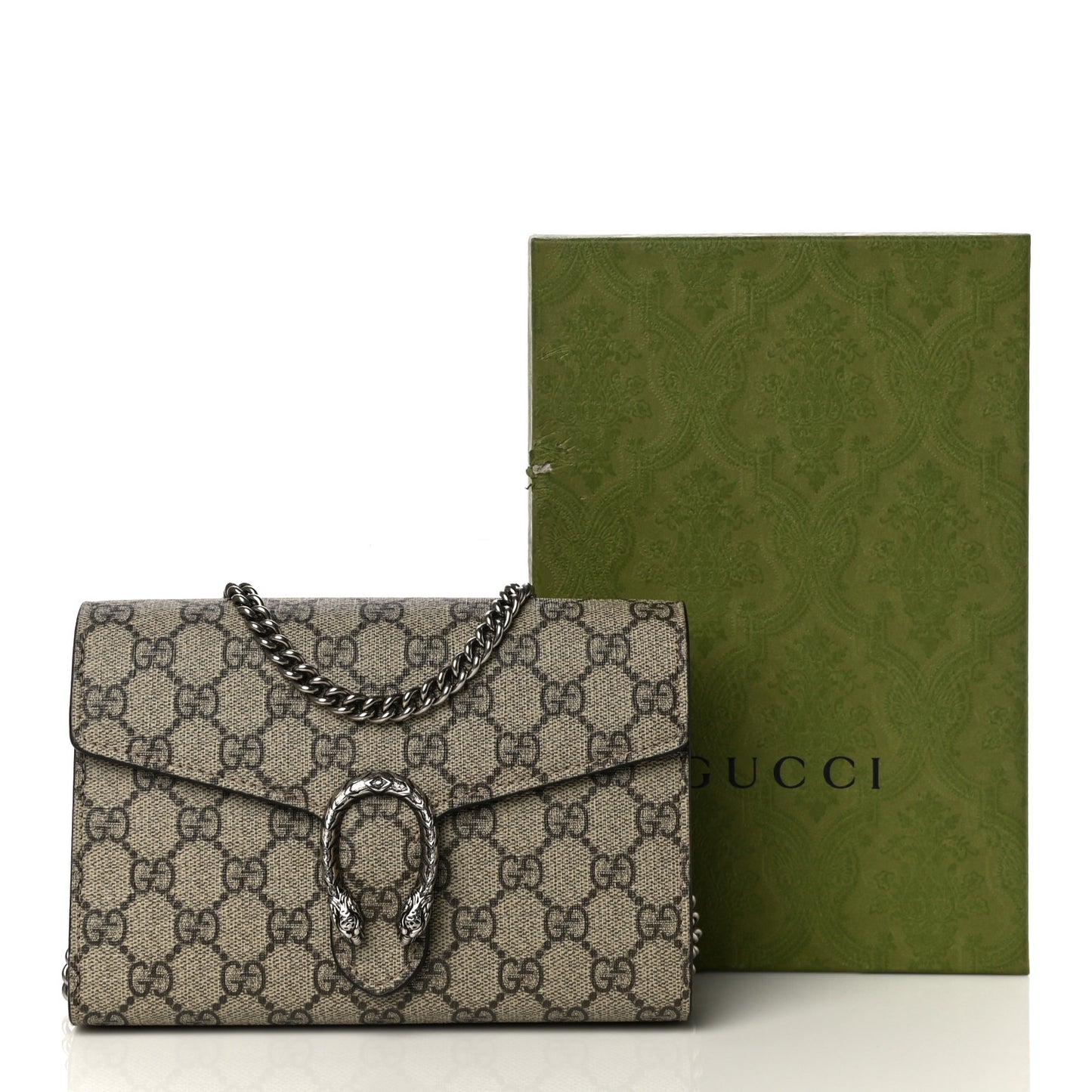 GG Supreme Monogram Mini Dionysus Chain Wallet Beige Taupe