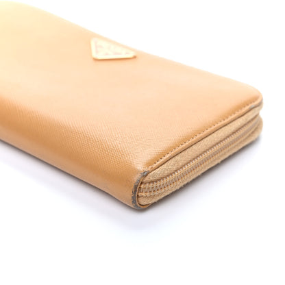 Prada Saffiano Triangle Zip Around Wallet Gold Miele 8 of 10