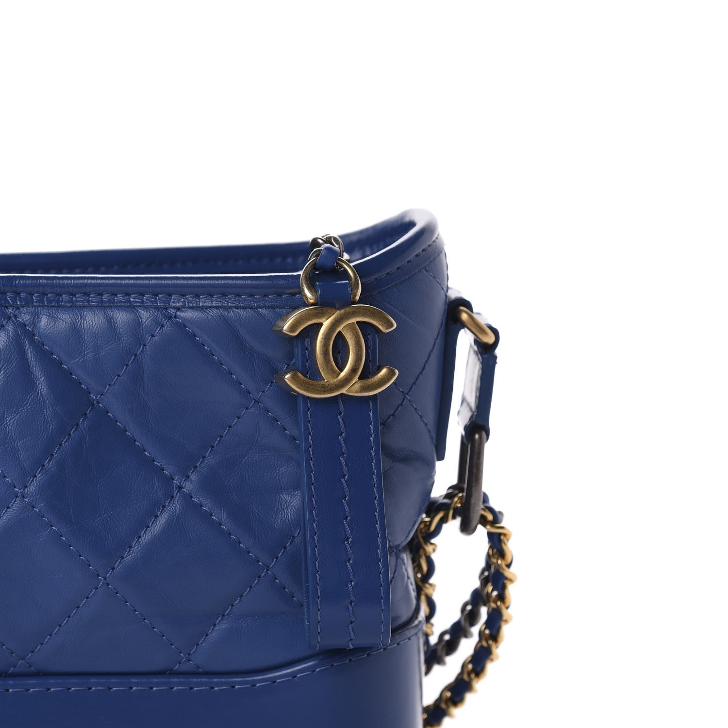 Chanel Aged Calfskin Quilted Small Gabrielle Hobo Blue 10 of 10