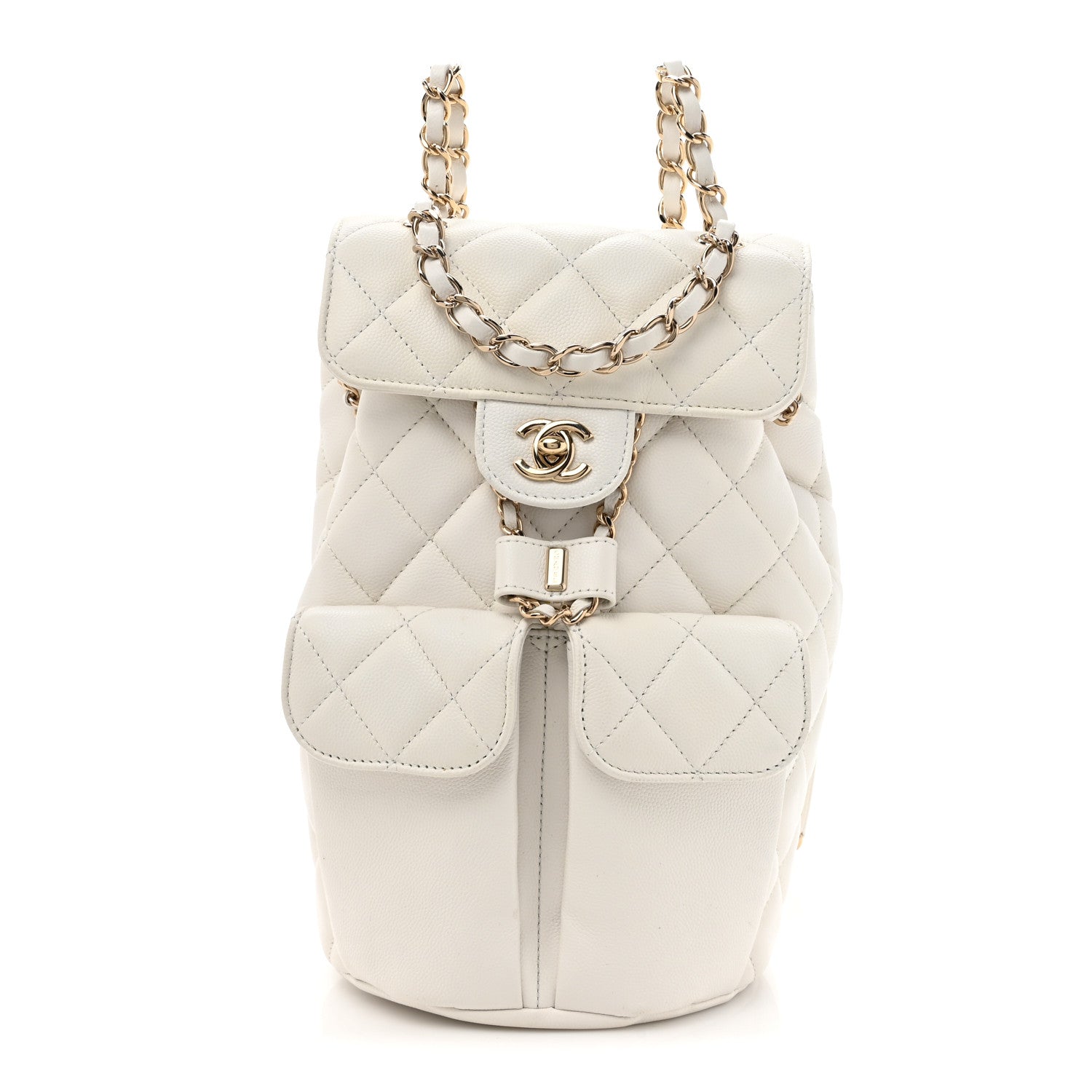 Chanel Caviar Quilted Pockets Backpack White 1 of 13