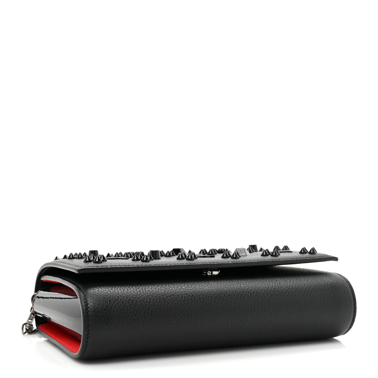 Calfskin Spikes Loubinthesky Paloma Clutch Black