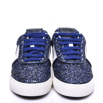 Valentino Garavani Calfskin Glitter Flycrew Sneakers 36 Blue 6 of 20