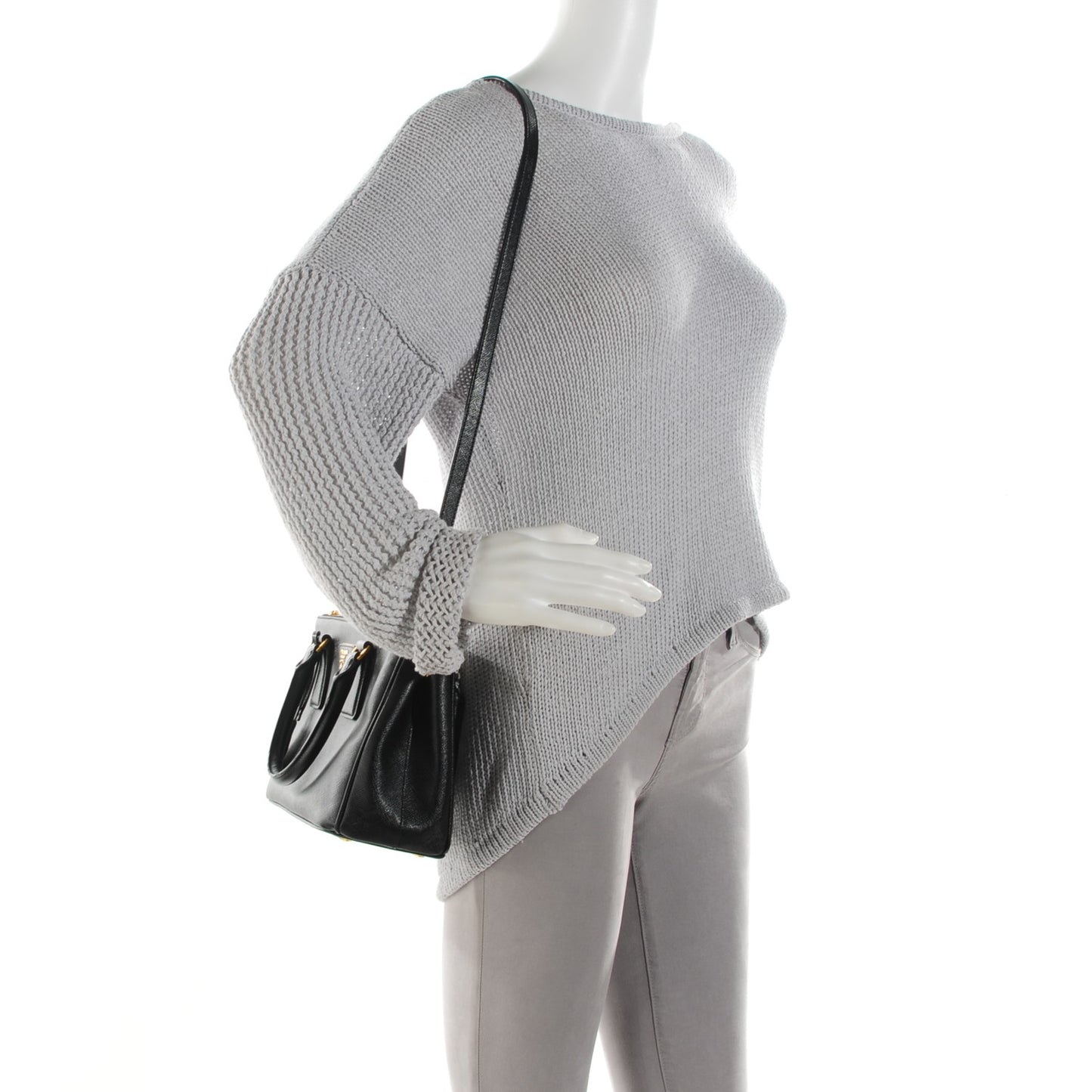 Saffiano Mini Galleria Double Zip Tote Black