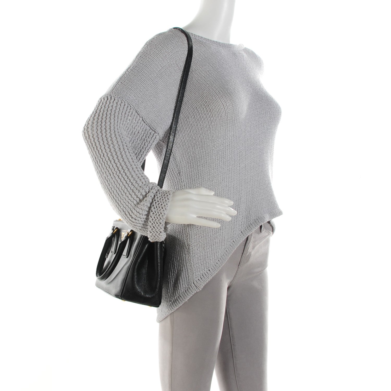 Prada Saffiano Mini Galleria Double Zip Tote Black 6 of 13