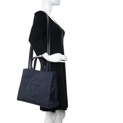 Telfar Vegan Leather Medium Shopping Bag Navy 2 of 9