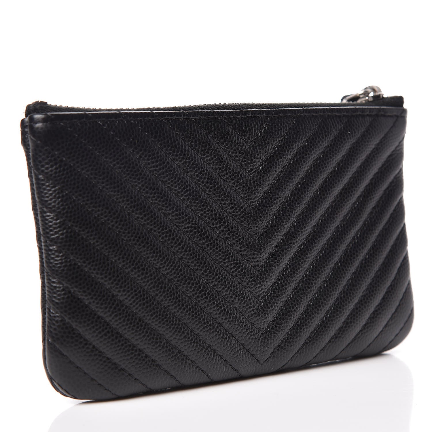Chanel Caviar Chevron Quilted Small Cosmetic Case Black 3 of 8