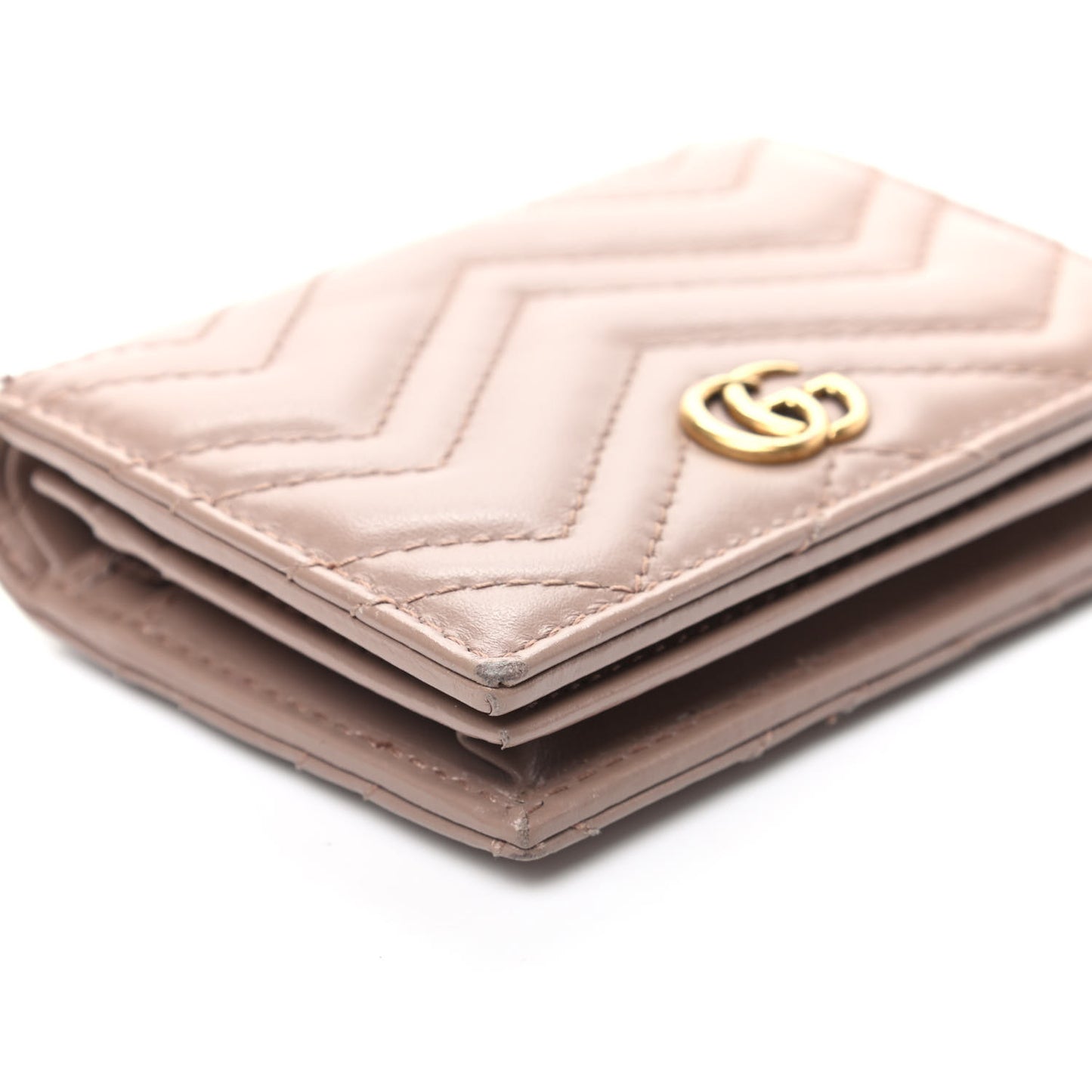 Calfskin Matelasse GG Marmont Card Case Wallet Porcelain Rose
