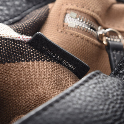Burberry Grainy Calfskin House Check Small Maidstone Black 7 of 9