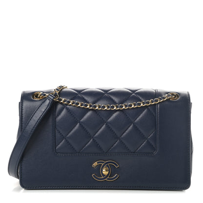 Chanel Sheepskin Quilted Medium Vintage Mademoiselle Flap Dark Navy 1 of 14