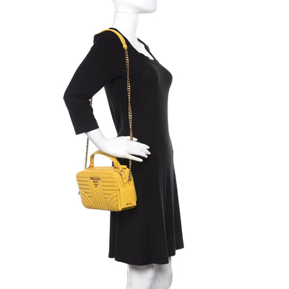 Prada Soft Calfskin Impunture Diagramme Top Handle Chain Crossbody Bag Sole 3 of 9