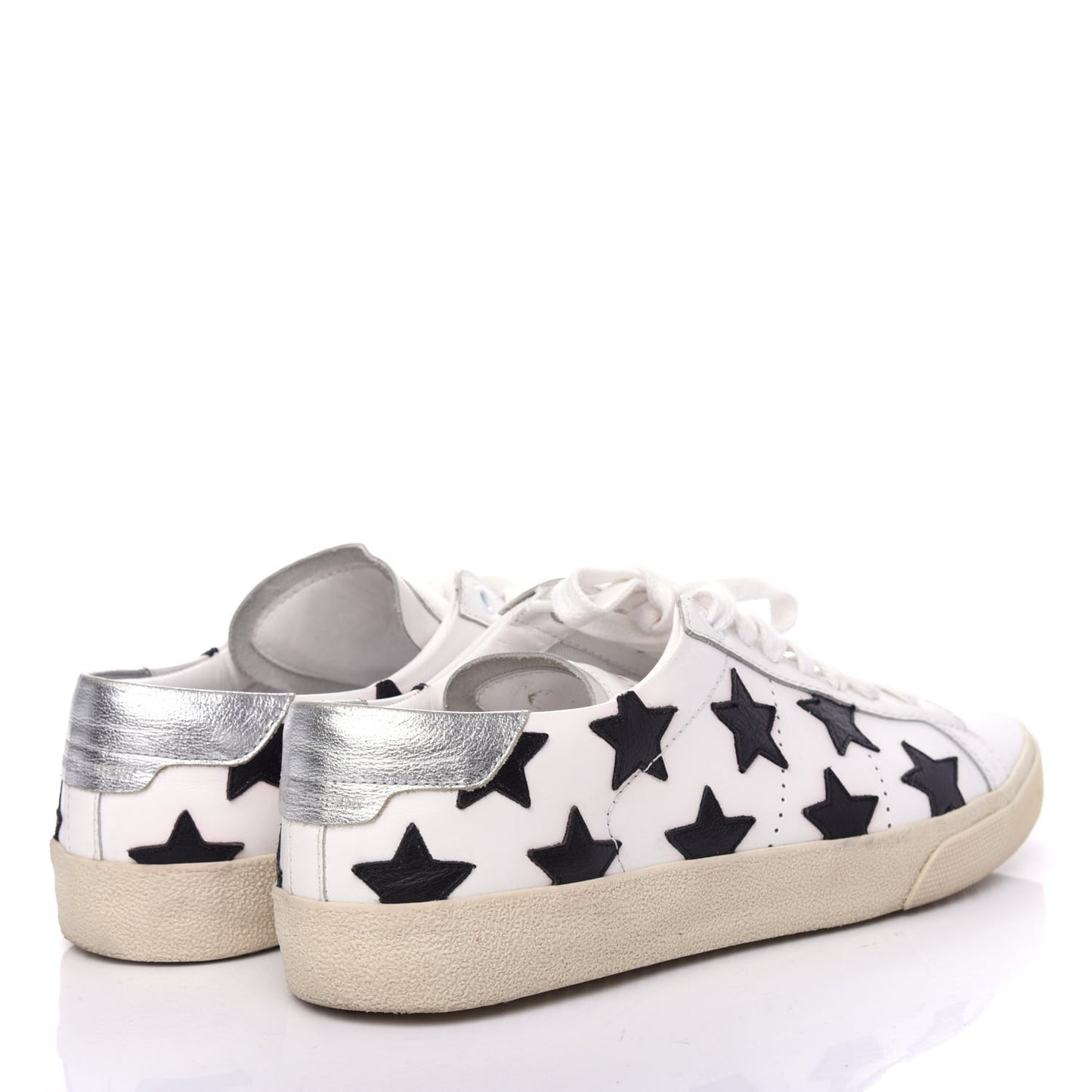 Calfskin Star Court Sneakers 40 White Black