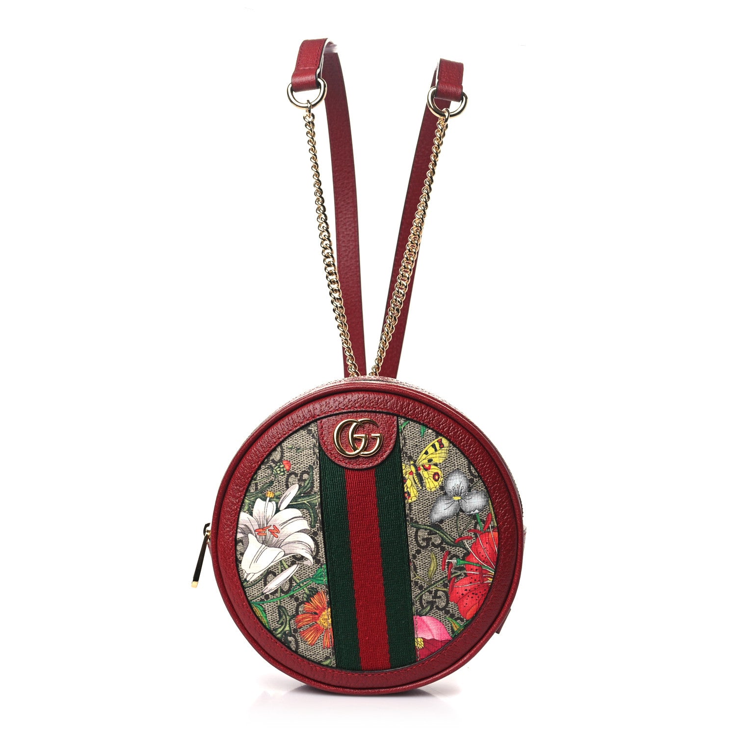 Gucci GG Supreme Monogram Web Flora Mini Ophidia Round Backpack Red 1 of 10