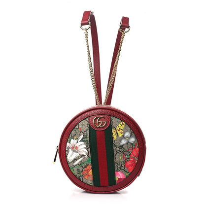 Gucci GG Supreme Monogram Web Flora Mini Ophidia Round Backpack Red 1 of 10