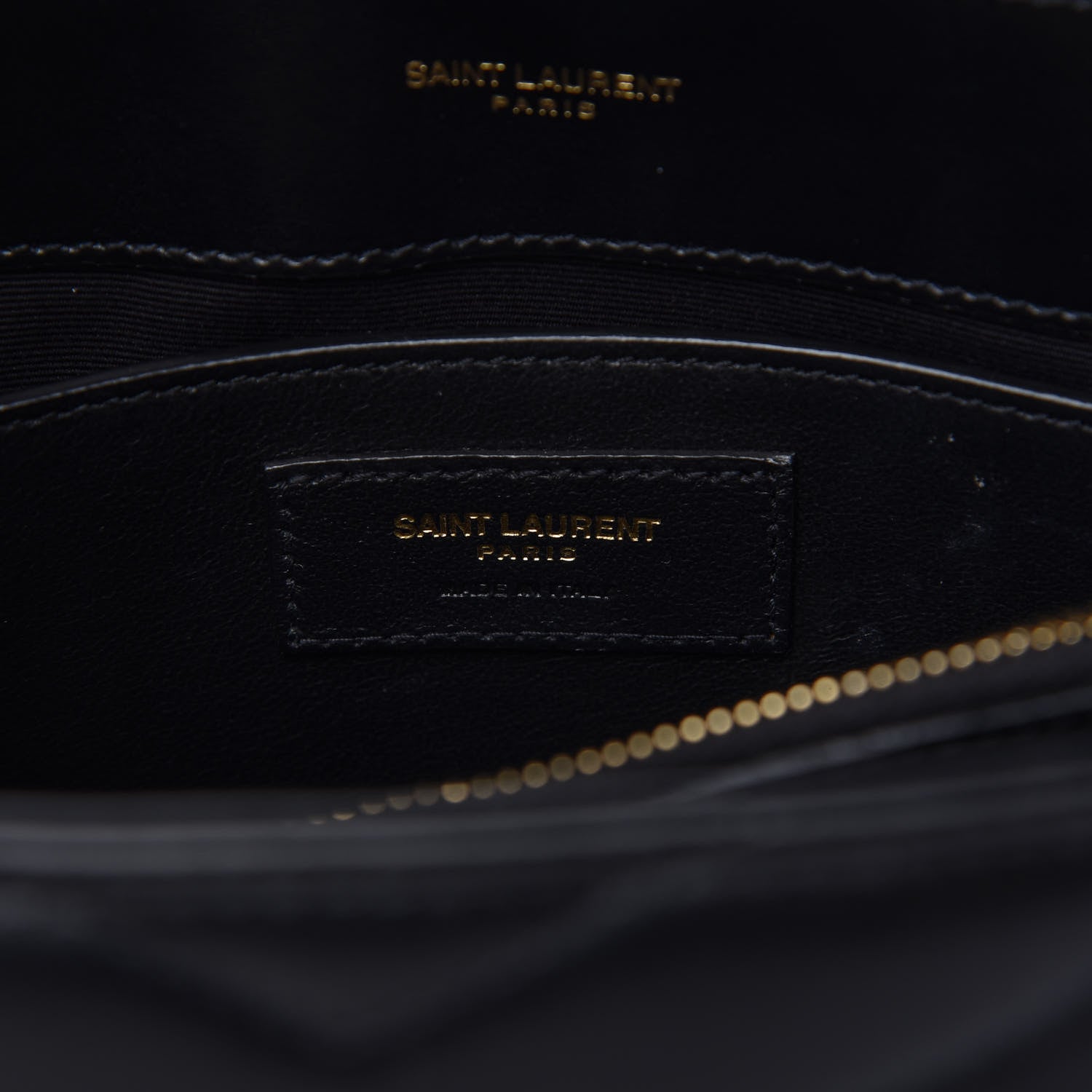 Saint Laurent Calfskin Y Quilted Monogram Small Loulou Chain Satchel Black 8 of 11