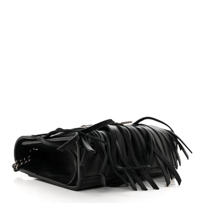 Saint Laurent Calfskin Fringe Baby Snake Monogram Satchel Black 4 of 10
