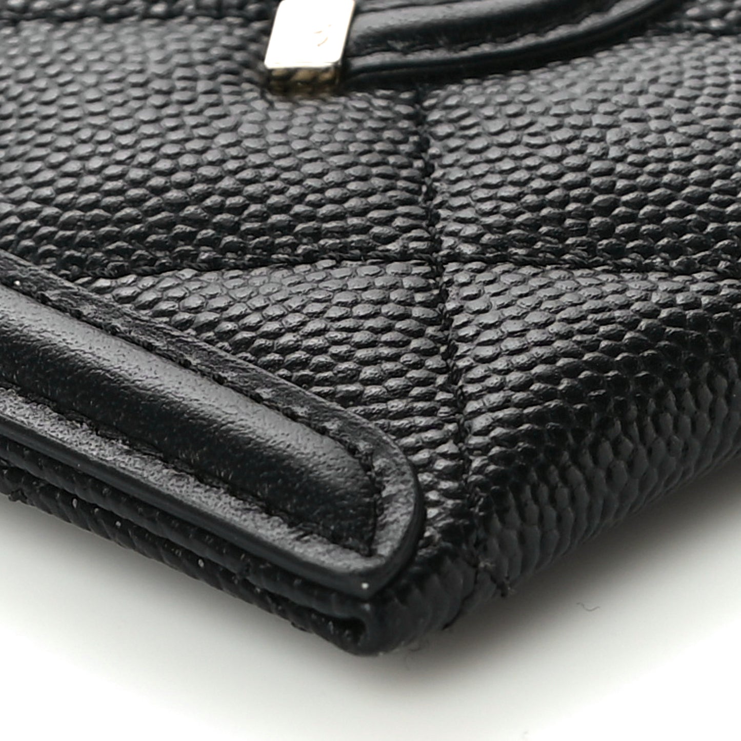 Caviar Quilted Filigree Card Holder Black