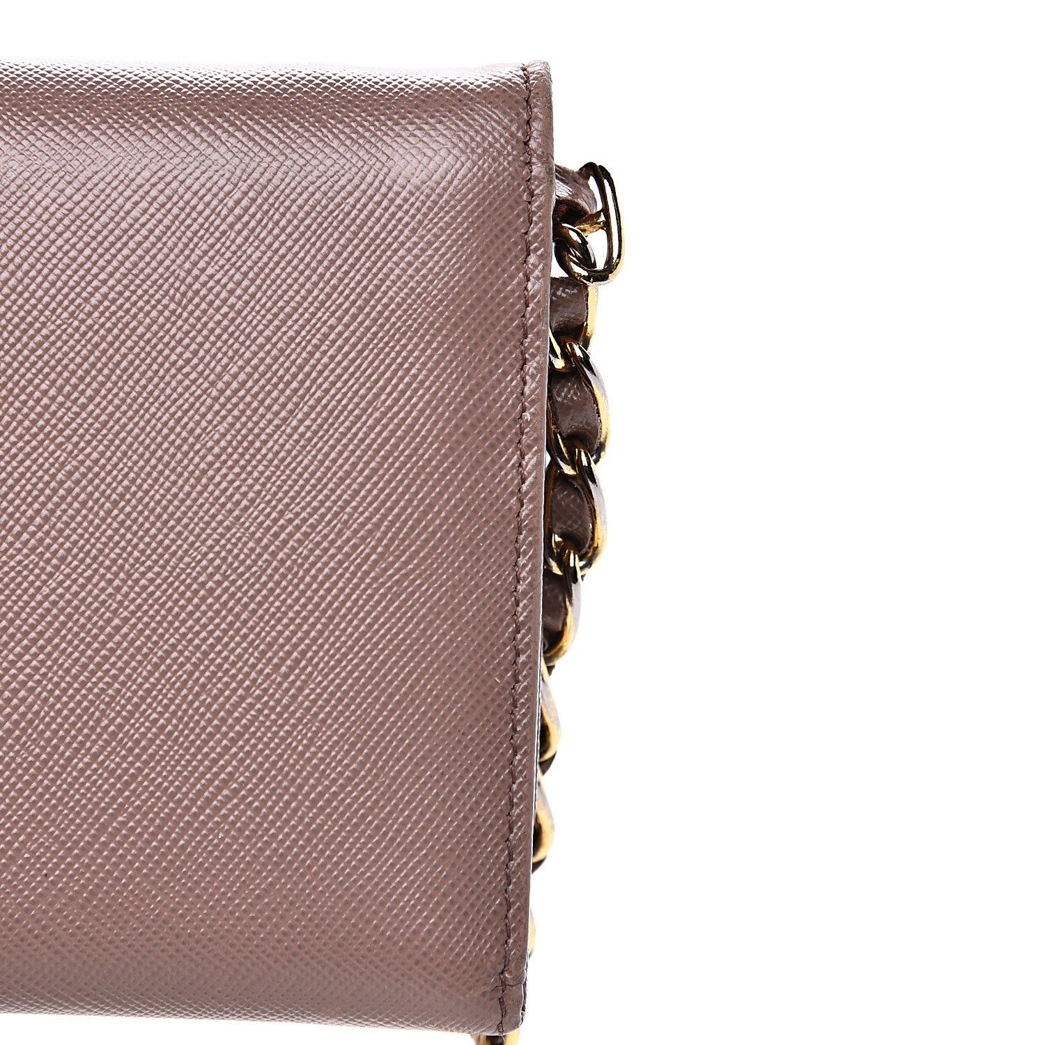 Prada Saffiano Metal Oro Chain Wallet Dark Rose 9 of 14
