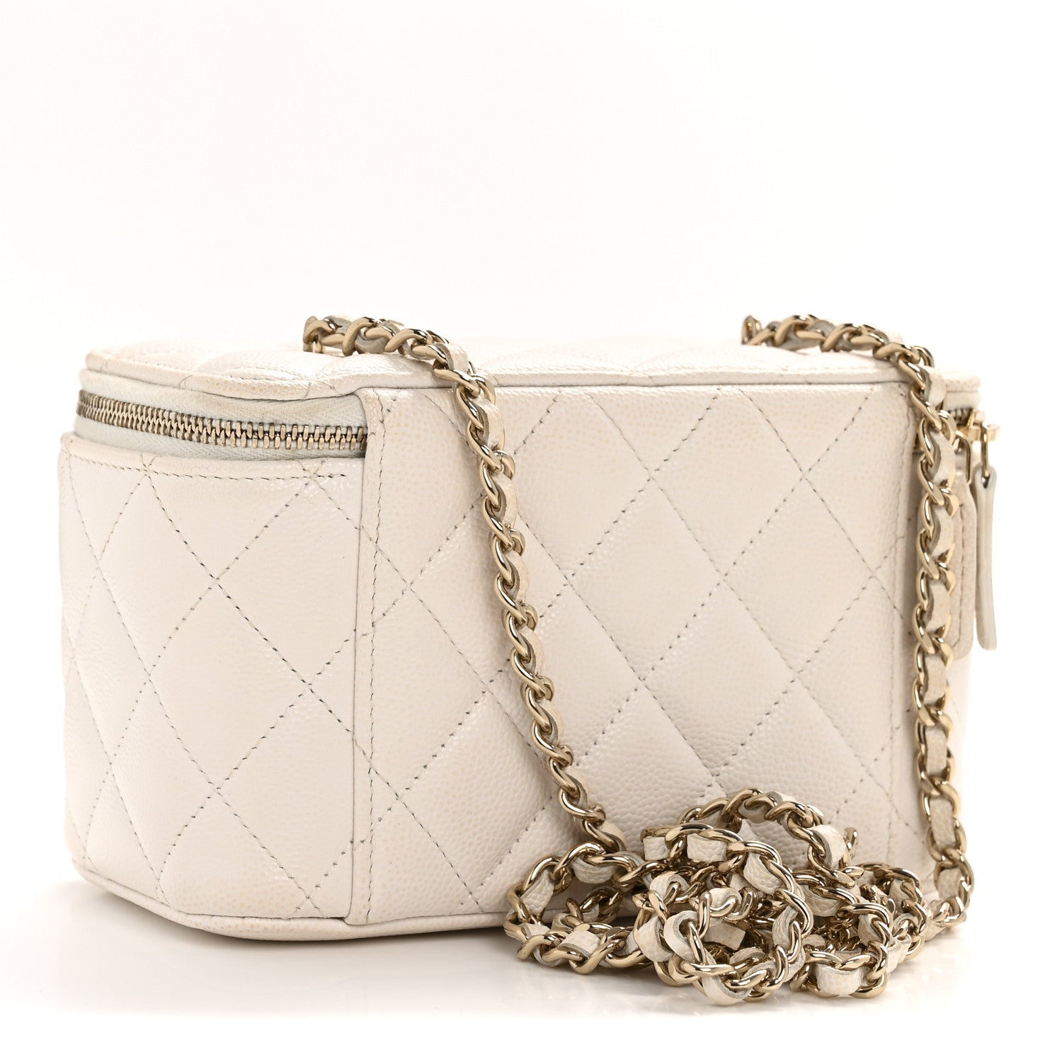 Chanel Caviar Quilted Small Vanity Case With Chain White 3 of 13
