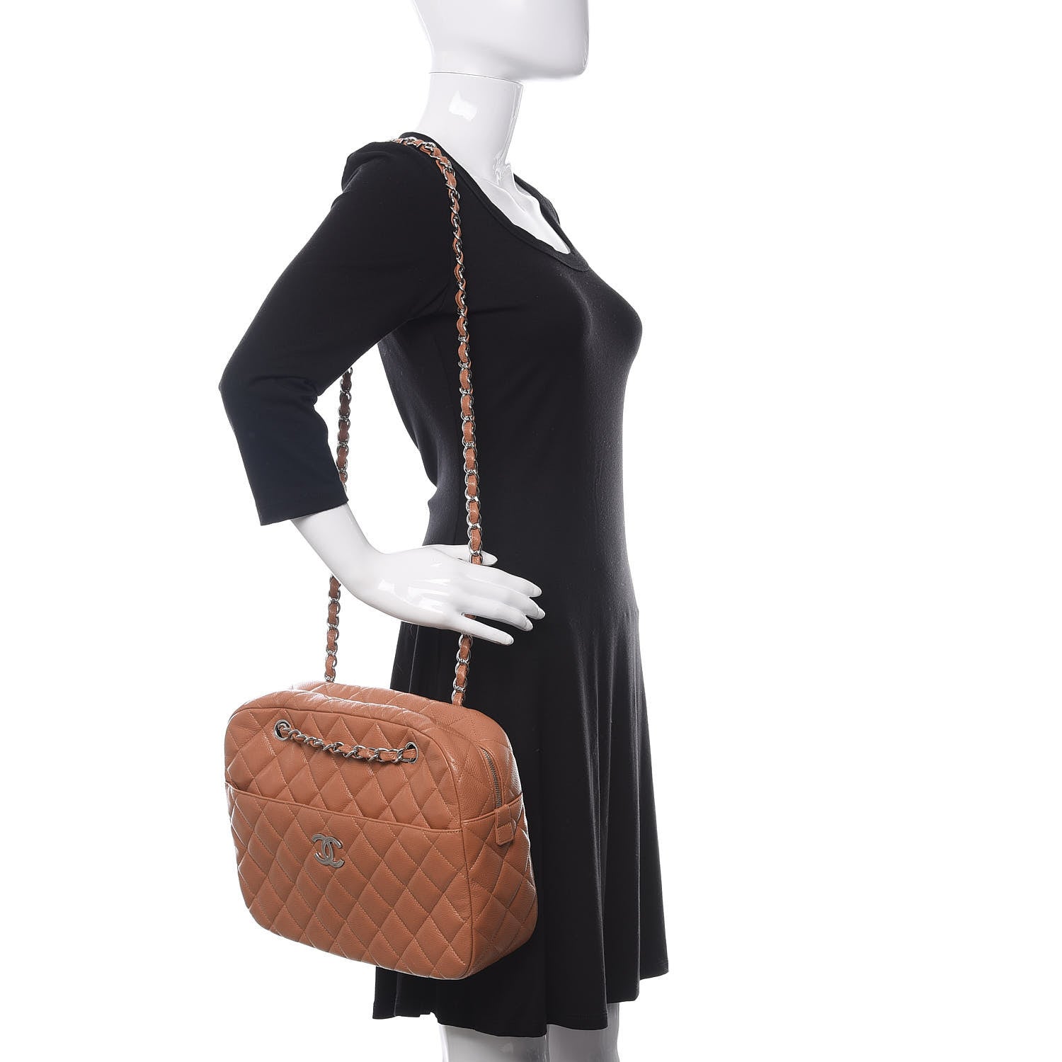 Chanel Caviar Quilted Large Camera Case Tan 2 of 11