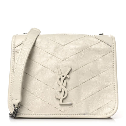 Saint Laurent Crinkled Calfskin Matelasse Monogram Niki Chain Wallet Crema Soft 1 of 9
